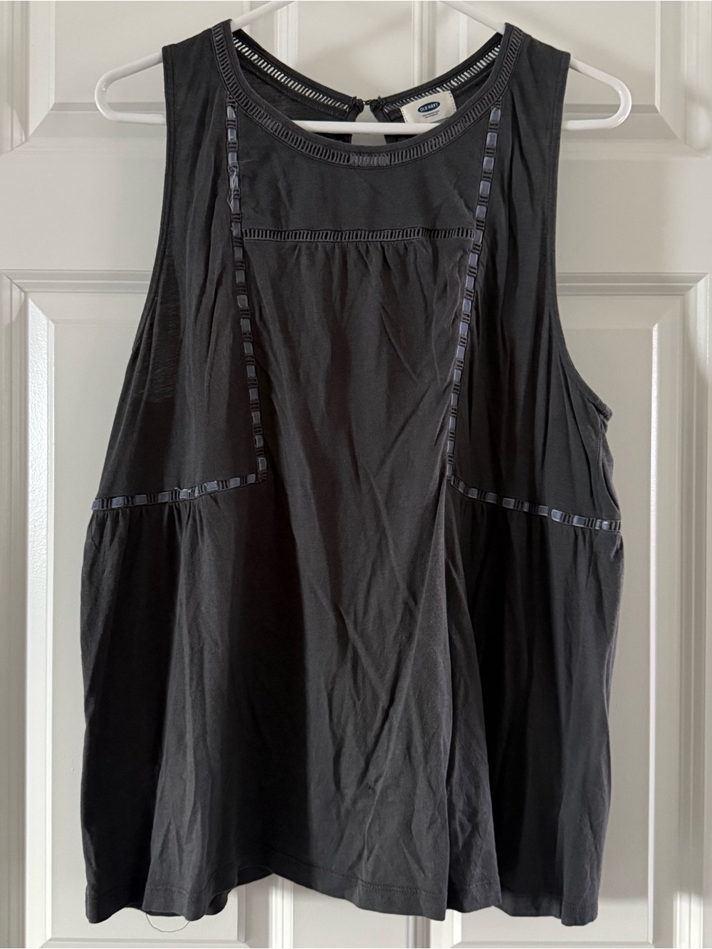 Old Navy Black Sleeveless Tank with Ribbon Trim